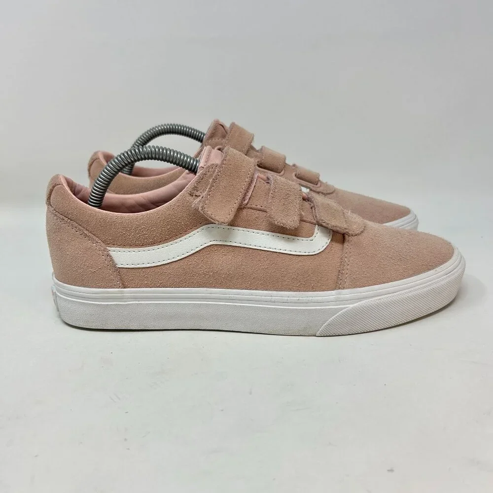 Vans Pink Suede Old Skool V Velcro Sneakers Womens 10 - Picture 3 of 10